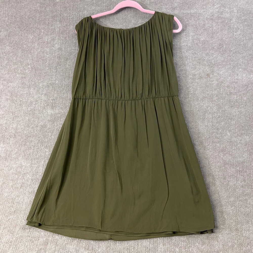 Alice + Olivia Dress Womens L Green Sleeveless Pleated Fit Flare Casual Summer‎